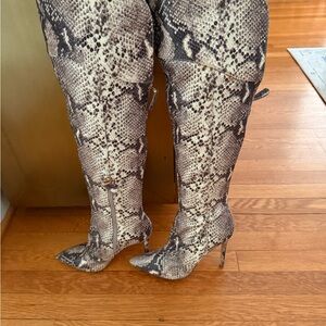 Zara Gray Over the Knee Boots with Stiletto Heel